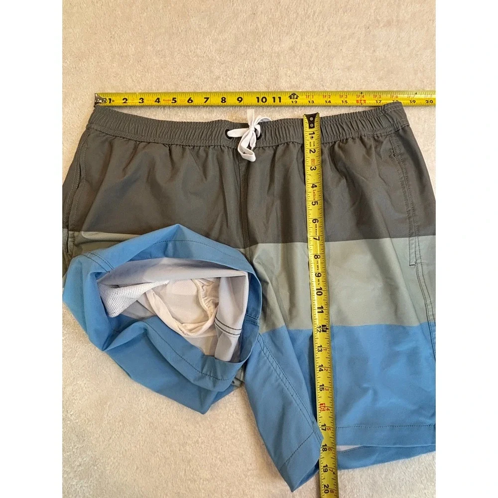 Maamgic Mens Swim Trunks‎ XXL Colorblock Grey Blue Board Shorts Mesh Lining 7in
